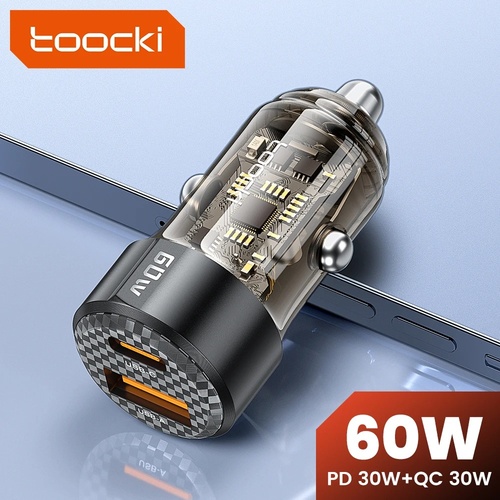 Toocki 60W USB Car Charger Quick Charge QC PD SCP 6A USB Type C Car Fast Charging For iPhone 15 14 13 Huawei Samsung Xiaomi