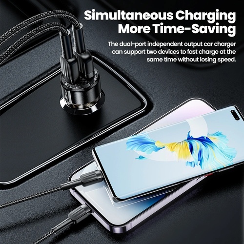 Toocki 60W USB Car Charger Quick Charge QC PD SCP 6A USB Type C Car Fast Charging For iPhone 15 14 13 Huawei Samsung Xiaomi