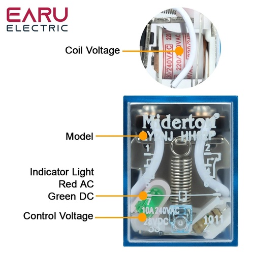 MY2NJ MY4NJ DIN Rail Small Electromagnetic Relay Coil Power Relay DC24V With Socket Base 2NO 2NC