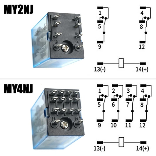 MY2NJ MY4NJ DIN Rail Small Electromagnetic Relay Coil Power Relay DC24V With Socket Base 2NO 2NC